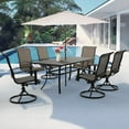 thumbnail image 6 of Grand Patio 7 Piece Outdoor Swivel Dining Set with  Padded Chairs and Woodgrain Steel Table, Mixed Coffee, 6 of 6