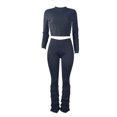 thumbnail image 6 of Lindreshi 2 Piece Sets for Women Long Sleeve Women's Fashion Line Pleated Pants Long Sleeve Sexy Pullover Set, 6 of 7