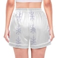thumbnail image 3 of Women's Satin Pajama Shorts Snowflake Pattern with Pockets, Elastic Waist Sleep Lounge Shorts, 3 of 7
