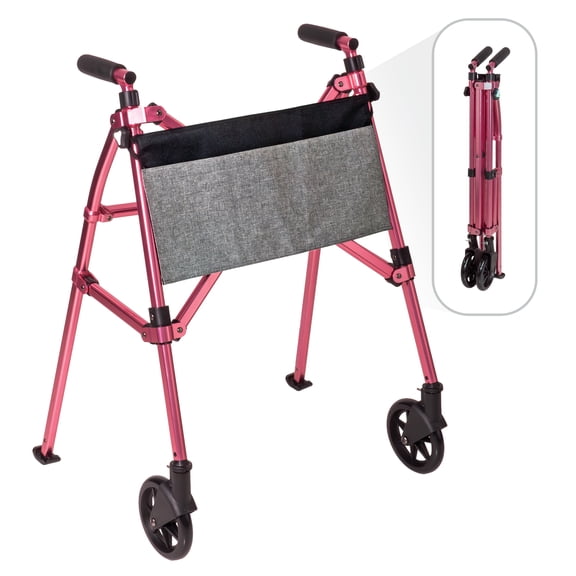 Stander EZ Fold-N-Go Short Walker, Lightweight Junior Folding Walker, Black