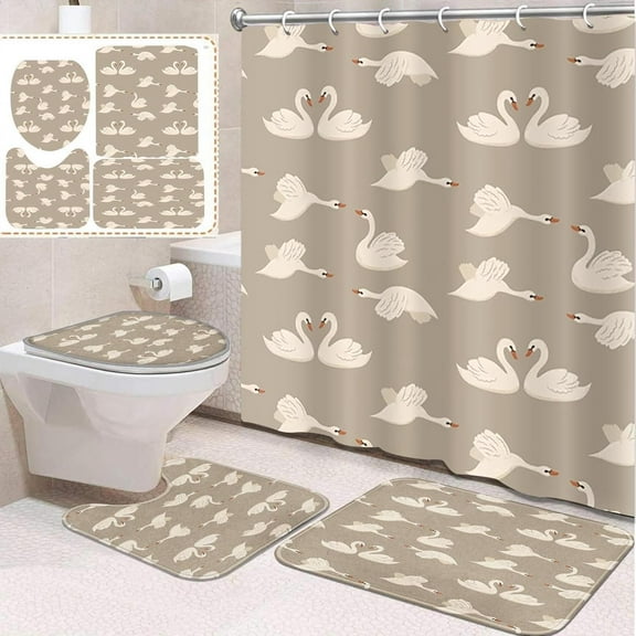 4 Pcs Bathroom Sets with Shower Curtain and Rugs, Teal Cute Puppy Dog, Bathroom Decor Cat Wildlife Sweet Paws Shower Curtain Sets for Bathroom Decor