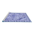 thumbnail image 2 of Ahgly Company Machine Washable Indoor Round Abstract Blue Modern Area Rugs, 3' Round, 2 of 4