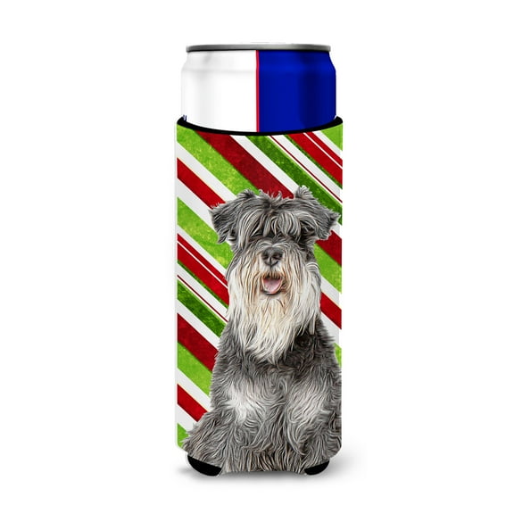 Carolines Treasures KJ1171MUK Candy Cane Holiday Christmas Schnauzer Ultra Hugger for slim cans Slim Can multicolor