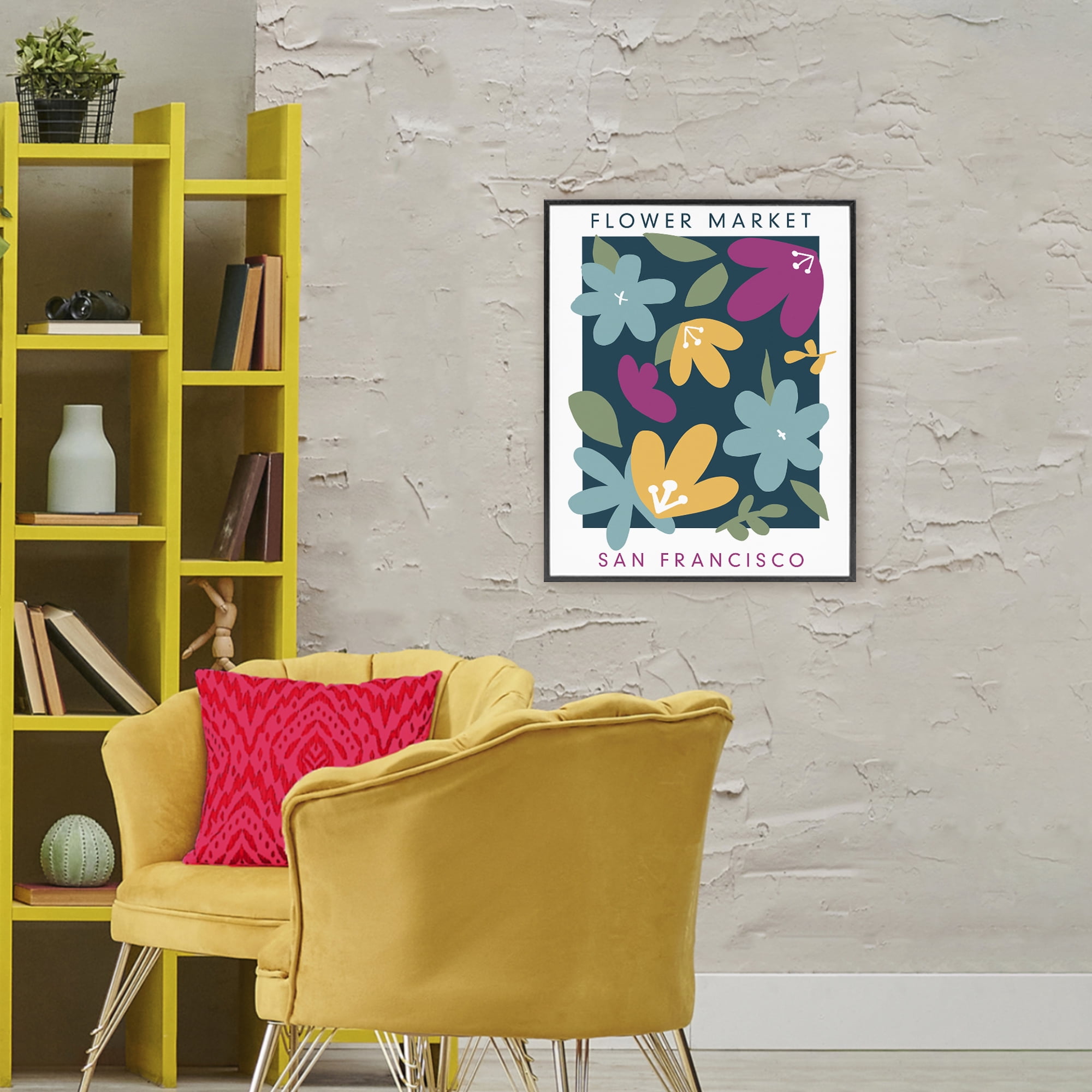 Stupell Industries Whimsical Flower Market Black Framed Giclee Art, design by Anna Quach