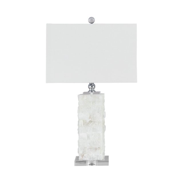Lámpara de mesa Benzara Inc. con Pantalla dura y base acrílica blanca y transparente