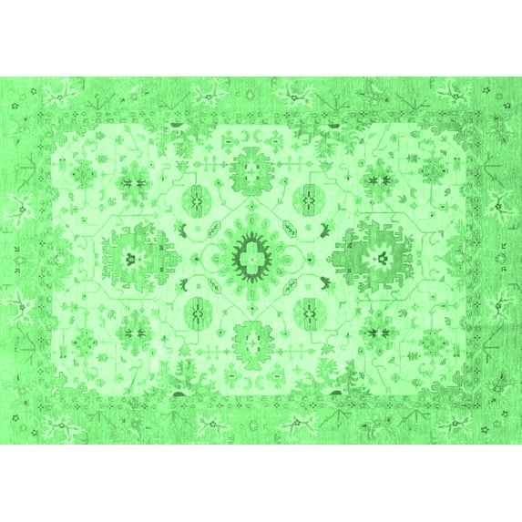Ahgly Company Indoor Rectangle Oriental Emerald Green Traditional Area Rugs, 6' x 9'