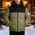 thumbnail image 2 of QQZ Color Block Padded Hooded Zip Up Puffer Jacket Men, Zip Up Sweatshirt Men, Fall Winter Travel Business Casual Ski Outdoor Daily Outfits, 2 of 7