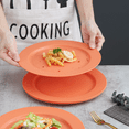 thumbnail image 3 of ReaNea 10 Inch Orange Plastic Plates 8 Pieces, Unbreakable And Reusable Light Weight Dinner Plates Microwave Safe BPA Free, 3 of 8