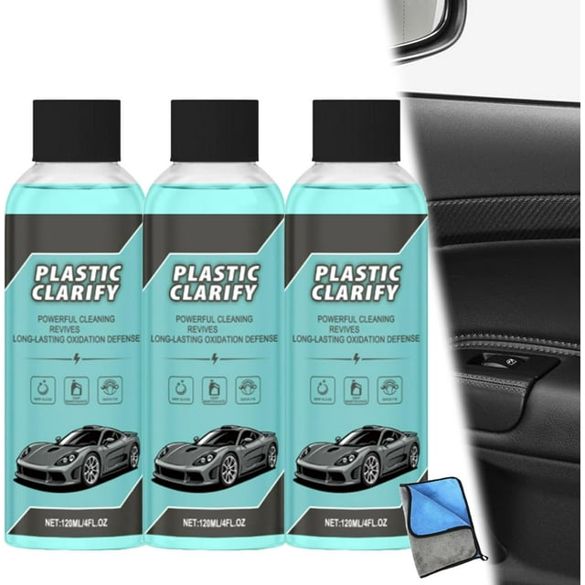 Plastic Clarify - Plastic Clarify For Cars, Car Interior Plastics Cleaner & Conditioner, Waterless Spray Wax (3Pcs)