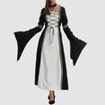thumbnail image 4 of WILLBEST Pantalon de Robe pour Femmes avec Poches Robe Rétro Couleur Unie Manches Trompette Longue Robe Vintage Robe Gothique pour Femmes, 4 of 5