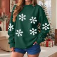 thumbnail image 5 of larppty Women's Christmas Sweater Snow Flake Print Xmas Sweatshirts Holiday Cute Graphic Pullovers Loose Crewneck Sweatshirt (Green, 3XL), 5 of 9