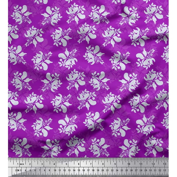 Soimoi Purple Cotton Duck Fabric Artistic Leaf & Floral Fabric Prints By Yard 42 Inch Wide