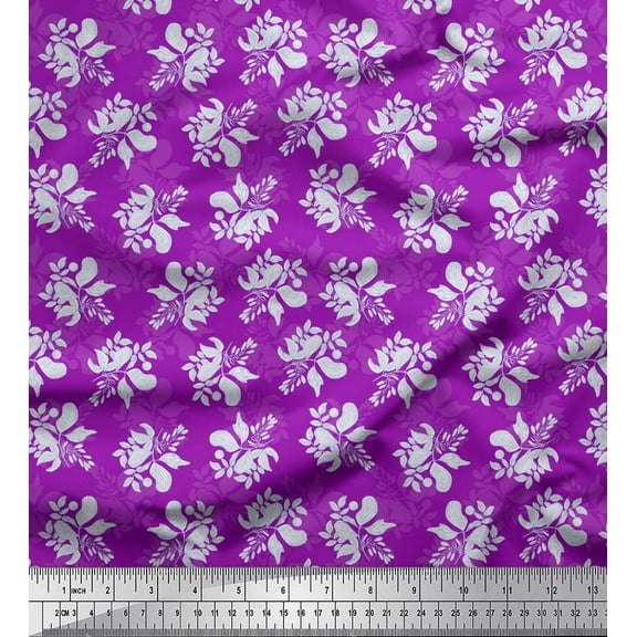 Soimoi Purple Cotton Duck Fabric Artistic Leaf & Floral Fabric Prints By Yard 42 Inch Wide