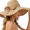 thumbnail image 2 of Pafei Tyugd Floppy Hats for Women Wide Brim Straw Hat for Sun Protection Breathable Lightweight Sun Hats with Bow TieKhaki, 2 of 7