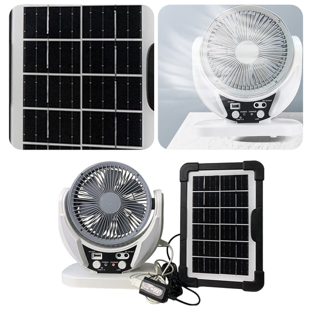 Ventilador Recargable 6 Pulgadas Mesa Solar Poco Ruido para Viajes Al Aire Libre Rojo