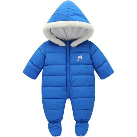 

QWZNDZGR Baby Girls Boys One Piece Front Zippers M Letter Pront Winter Down Jacket Romper Jumpsuit