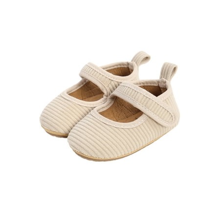 

Lieserram Baby Shoes Solid Color Ribbed Walking Shoes Soft Sole Footwear for Spring Fall Apricot/Brown/Gray/Pink 0-18 Months