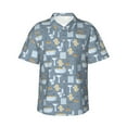 thumbnail image 2 of Picia Blue Bathroom Gentle Cotton Regular Fit Short Sleeve Casual Hawaiian Shirt for Men-Small, 2 of 9