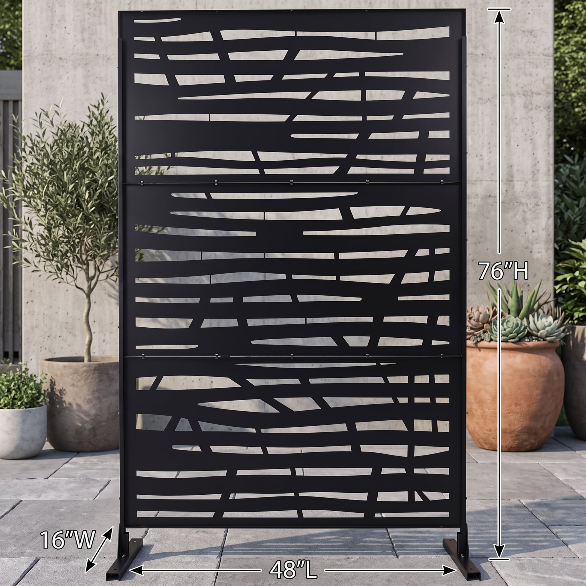 Outdoor & Indoor Privacy Screen Metal Privacy Screen 76" Hx48" W, Freestanding Decorative Privacy Screen for Deck Balcony Patio, Privacy Fence Panels for Outside Lawn Garden