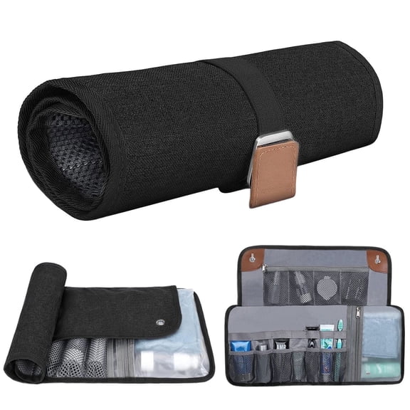 Travel Toiletry Bag for Men Water-Resistant Compact Bathroom Organizer for Shaving & Hygiene Kit, Black