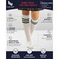 thumbnail image 6 of HUGH UGOLI Knee High Cotton Socks for Girls & Boys, Long Tube School Uniform Socks with Stripes, Soft & Comfortable, White, 12-14 Years Old, 4 Pairs, 6 of 6
