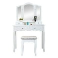 thumbnail image 2 of Makeup Vanity Table with Mirror, Wooden Dresser With Stool & 4 Drawers, 2 of 9