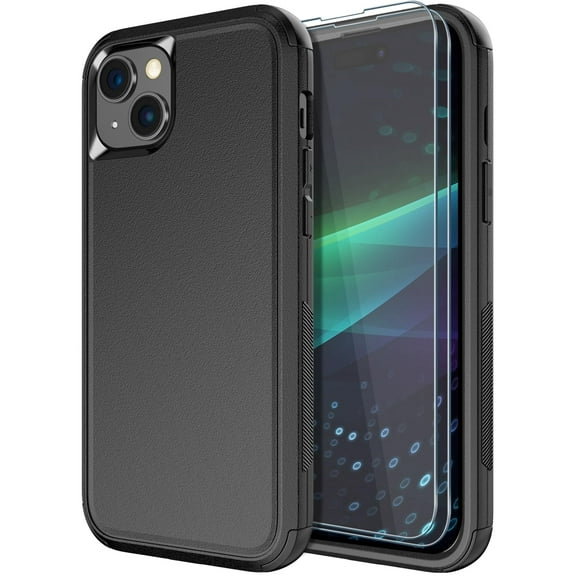 Diverbox for iPhone 15 Case [Shockproof] [Dropproof] [Tempered Glass Screen   Camera Lens Protector],Heavy Duty Protection Phone Case Cover for iPhone 15