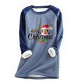 thumbnail image 1 of Chandails en Molleton pour Femmes Coupe Ample Col Rond de Noël Imprimé Léopard Patchwork Velours Chaud Manches Longues Hauts Tenue de Yoga en Liquidation, 1 of 4