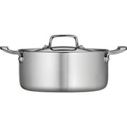 Angle View: Tramontina 5-Qt Stainless Steel Tri-Ply Clad Covered Dutch Oven