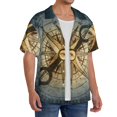 thumbnail image 2 of Balery Vintage Compass Camisa Casual de Manga Corta con Botones para Hombre, Texturizada, Estilo Cubano, para Playa, Verano-Small, 2 of 5
