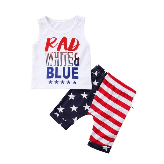 BemeyourBBs Toddler Baby Boys 4th of July Outfits Summer Clothes Patriot Fourth of July Independence Day Clothes Letters Print Sleeveless Shirt Vest Tank Top Star Stripes American Flag Shorts Set