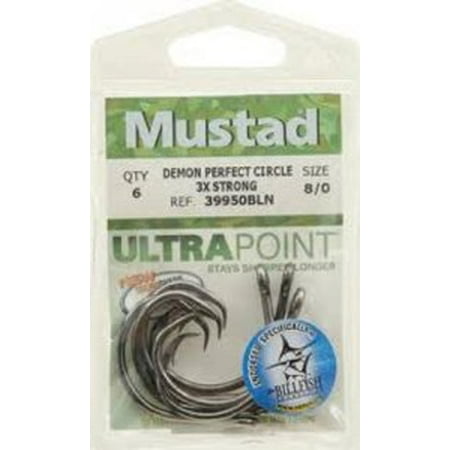 Mustad UltraPoint Demon Perfect In-Line Circle 3 Extra Strong Hook (Pack of 5) Multi-Colored