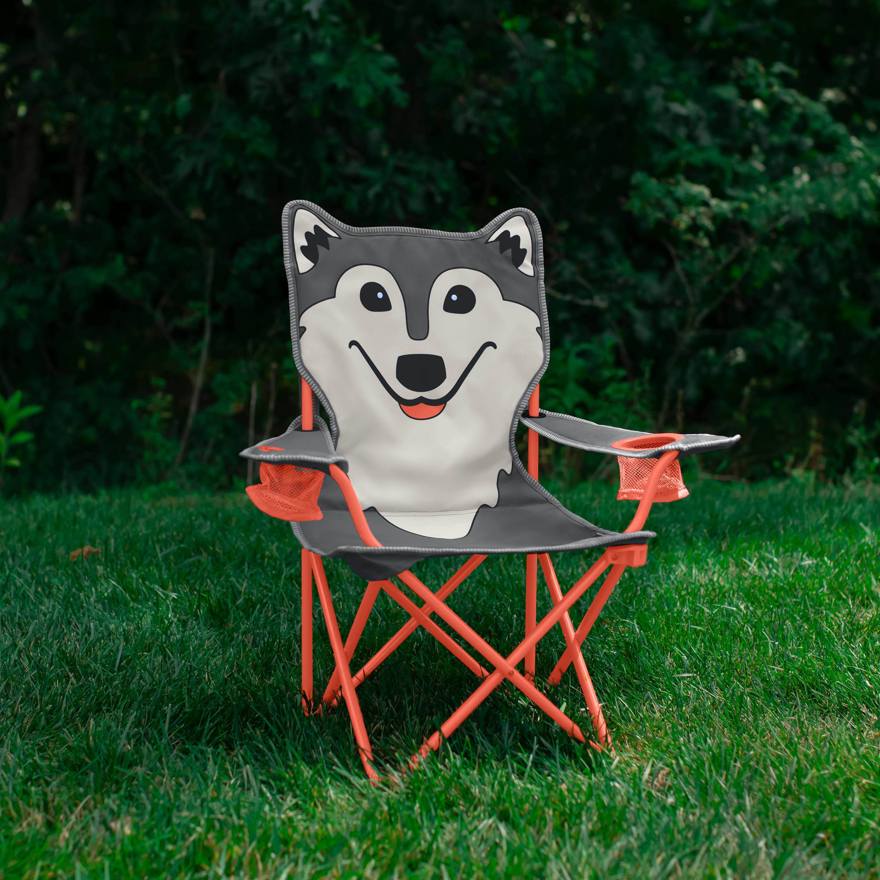 Chair　Kid's　Firefly!　Outdoor　Aspen　Gear　Wolf　the　Camping　Gray/Orange　Color