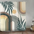 thumbnail image 2 of Black Gold Mid Century Abstract Shower Curtain for Bathroom Decor 60Wx72H Inches Boho Minimalist Leaves Sun Aesthetic Arch Modern Geometric Fabric Waterproof Polyester 12 Pack Hooks, 2 of 6