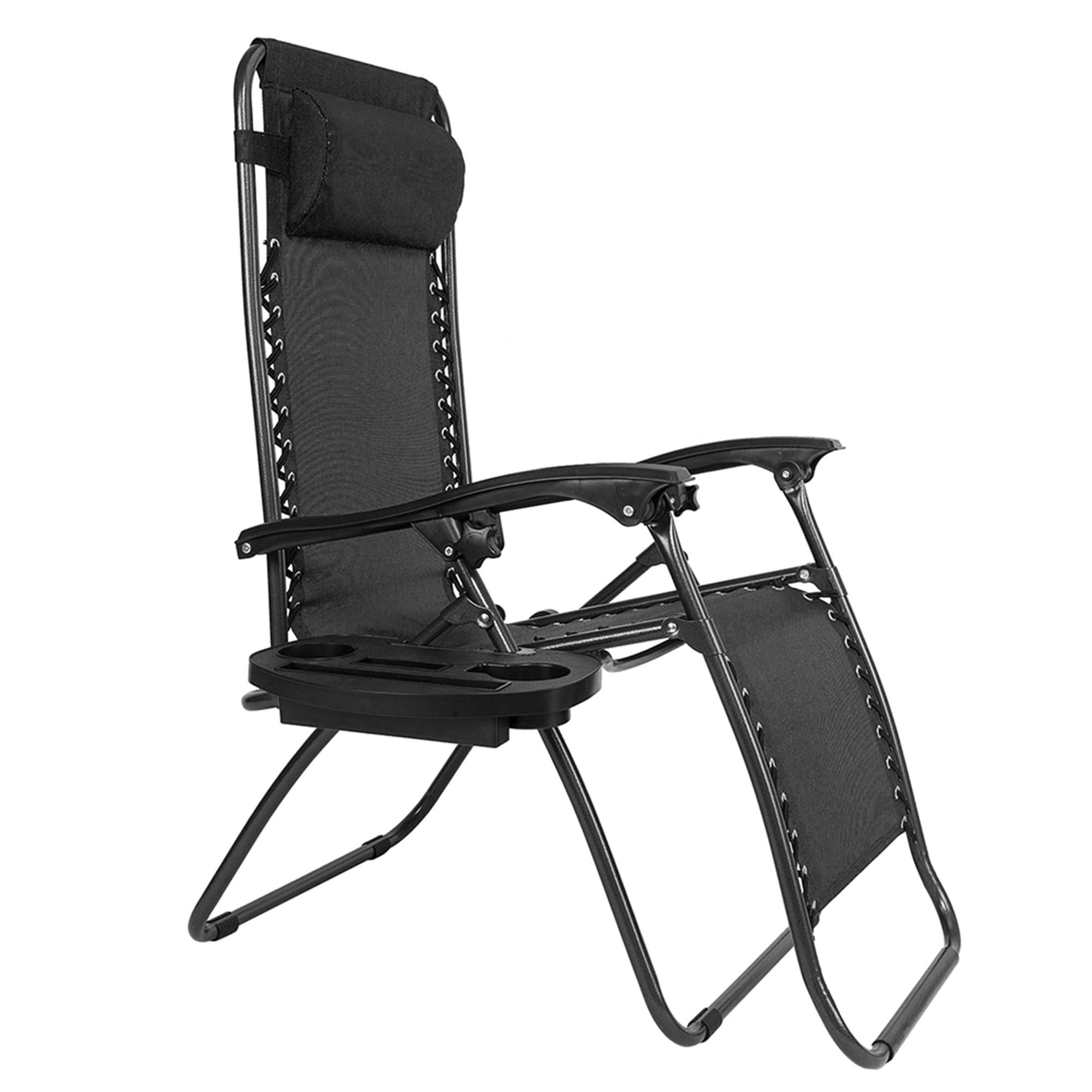 Aimee Lii Zero Gravity Chair Pack 2, Outdoor Lounge Patio Chairs with Pillow and Utility Tray Adjustable Folding Recliner for Deck,Patio,Beach,Yard, Black