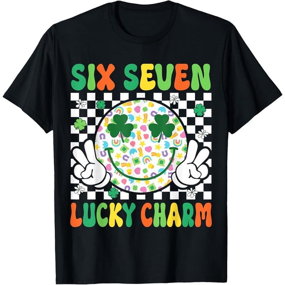 Six Seven Lucky Charm Meme 67 St Patricks Day Boys 6 7 T-Shirt, T-Shirt for Kids Youth, 180gsm, 100% Cotton