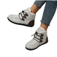 thumbnail image 5 of Elvqul Boots for Women,Shoes for Women,Short Lace up Ankle Flat Heel Fleece White Winter,Size 5.5, 5 of 9