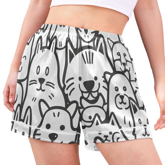 joogoo Women's Pajama Lounge Shorts Cute Funny Cat Bottoms Sleep Short M