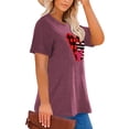 thumbnail image 2 of Anbech Plaid Heart Plus Size T-Shirts for Women Graphic Red Heart Print Short Sleeves Tees Plus T-Shirt with Round Neck, 2 of 4