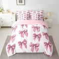 thumbnail image 2 of Homewish Kids Teenagers Cute Ribbon Bowtie Bedding Comforter Set 7 Pieces,Cartoon Bow Knot Full Bedding Set Lightweight,Dreamy Princess Bow Fitted Sheet Flat Sheet,Lightweight Room Decor, 2 of 8