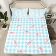 thumbnail image 2 of Feelyou Kawaii Cartoon Bow Twin Sheet Sets, Cute Princess Ribbon Twin Fitted Sheet, Fashion Blue Buffalo Flat Sheet, Luxury Bedroom Decor, 3 Pieces, 2 of 7