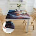 thumbnail image 2 of Wooden Deer Rustic Antler Square Table Cove, Elastic Edge, Water and Oil Resistant wipeable Polyester Fabric, Can Wipe Indoor/Outdoor Dining Table Cover, Fit for  Square Table, 2 of 8