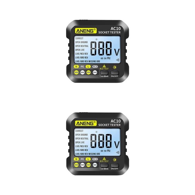 Wweixi ANENG 90-250V 50-60Hz Digital Power Socket Tester Voltmeter Hotel ABS Plastic Polarity Check Detector Testing Device EU Plug 2Set
