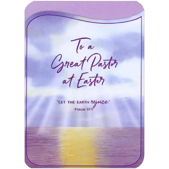 Designer Greetings Calm Purple Water : Yellow Sun Beams Reflecting Off Water Die Cut Religious Easter Card for Pastor