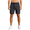 thumbnail image 4 of WIZUTIZ Men's Solid Color Button Zipper Fly Elastic Waist Shorts Pockets Summer Casual Loose Fit Breathable Lightweight Fashion Pants, 4 of 4