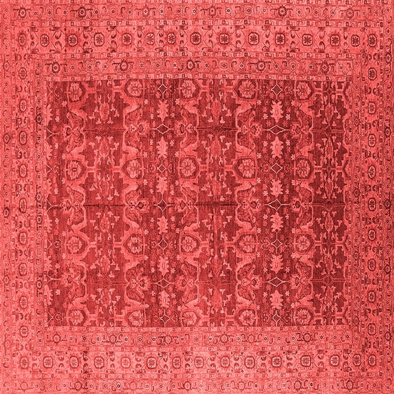 Ahgly Company Indoor Square Oriental Red Industrial Area Rugs, 8' Square