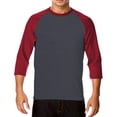 thumbnail image 2 of T-Shirts for Man 3/4 Sleeve Crewneck Shirt Loose Fit Red Shirt Men Summer Shirts, 2 of 3