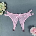 thumbnail image 2 of Odeerbi Women's Thong Crotchless Panties 2025 Valentine's Day Sexy Transparent Underwear Sling Solid Color Shortened Underwear Set Pink, 2 of 5