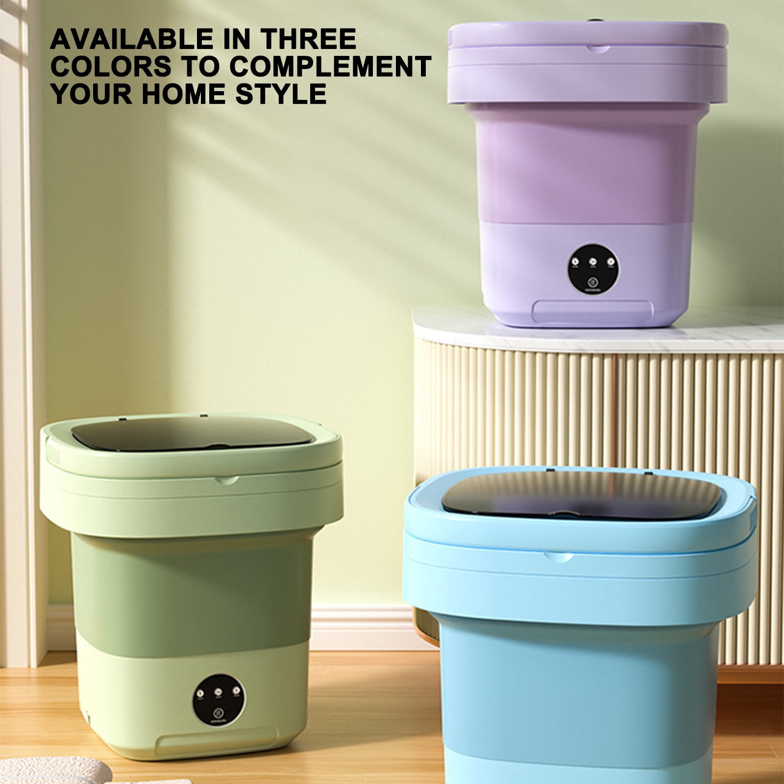 HBBKVI Mini Washing Machine Foldable Bucket Type Laundry Clothes Washer Cleaner Travel
