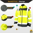 thumbnail image 5 of KwikSafety (Charlotte, NC) GALAXY SoftShell Safety Jacket (LIMITED EDITION PATTERN) Class 3 Hi Visibility Water Resistant ANSI OSHA Reflective Hoodie Winter Construction Gear Men | Yellow Extra Large, 5 of 6